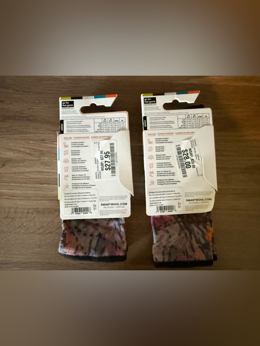 SmartWool Trail Run Crew socks • NWT • 2 Pairs • Women’s size medium - Picture 2 of 4